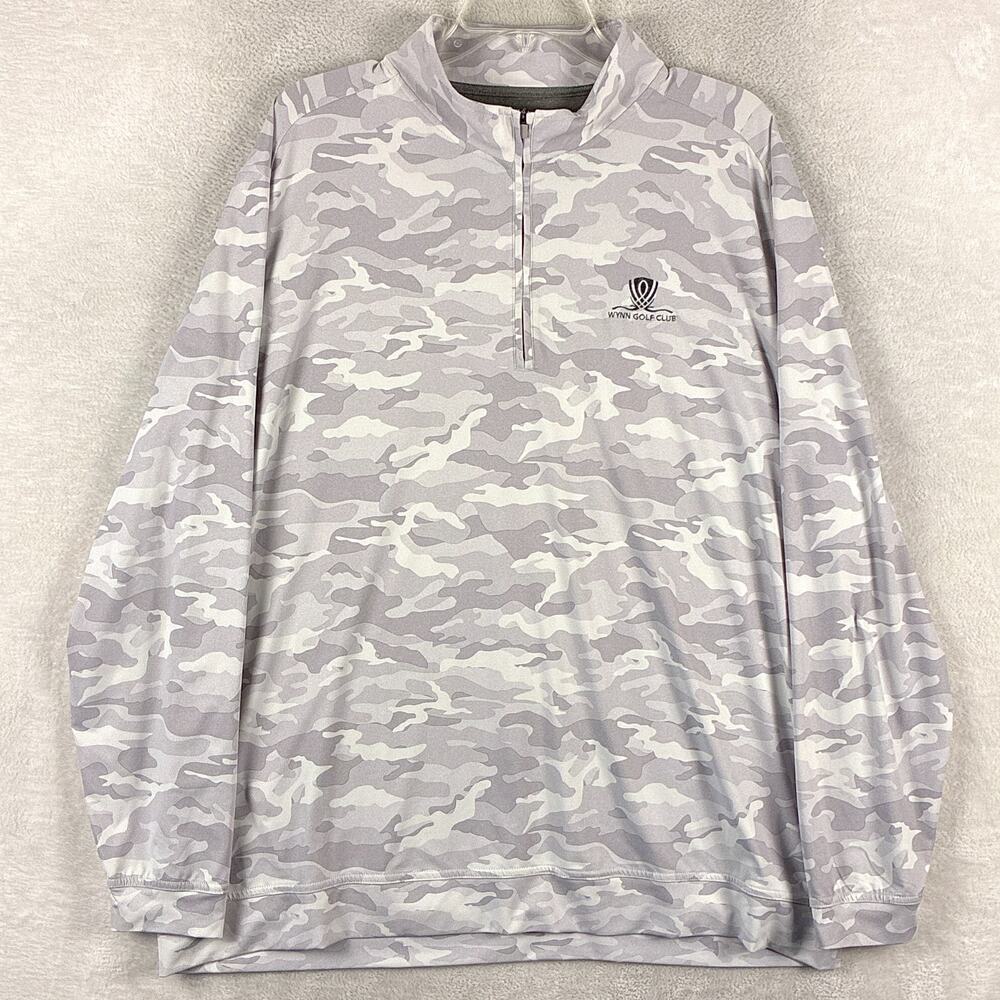 Johnnie-O x Wynn Golf Club 1/4 Zip Pullover Men XXL White Gray Camo Performance